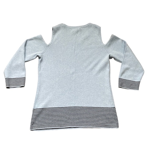 Tommy Hilfiger Cold Shoulder Striped Baby Blue Sweater (size L) - Picture 8 of 8